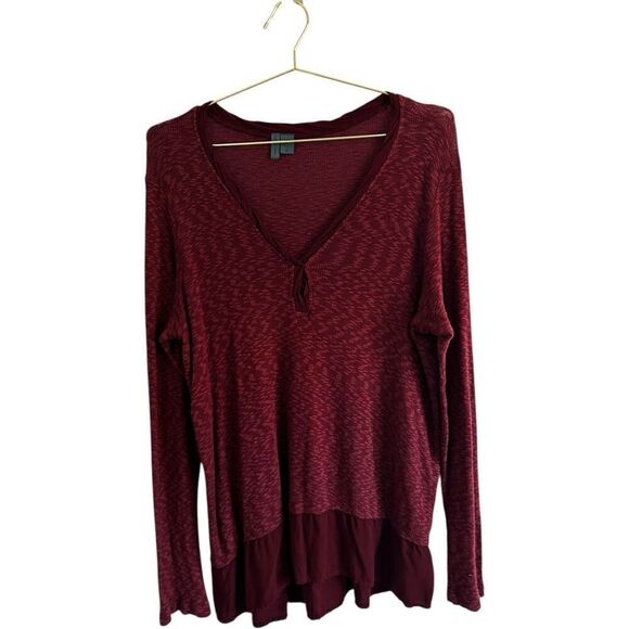 Left of Center Anthropologie Maroon Red Flannel Contrast Panels Size XL Cozy - Picture 5 of 9